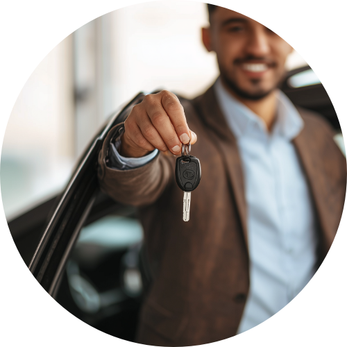 Vehicle buyer holding car keys